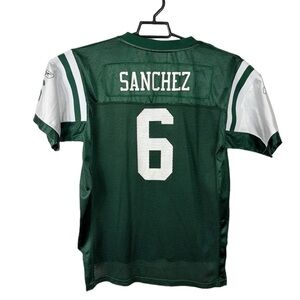 NFL On Field Reebok Sanchez 6  NY Jets Jersey Youth XL 18-20 Green White‎ EUC